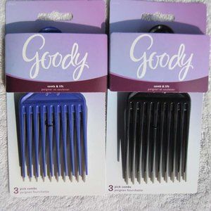 3 Goody Pick Combs Plastic Wide Space Teeth Hair Pic Lift Tool Volume Style 2015